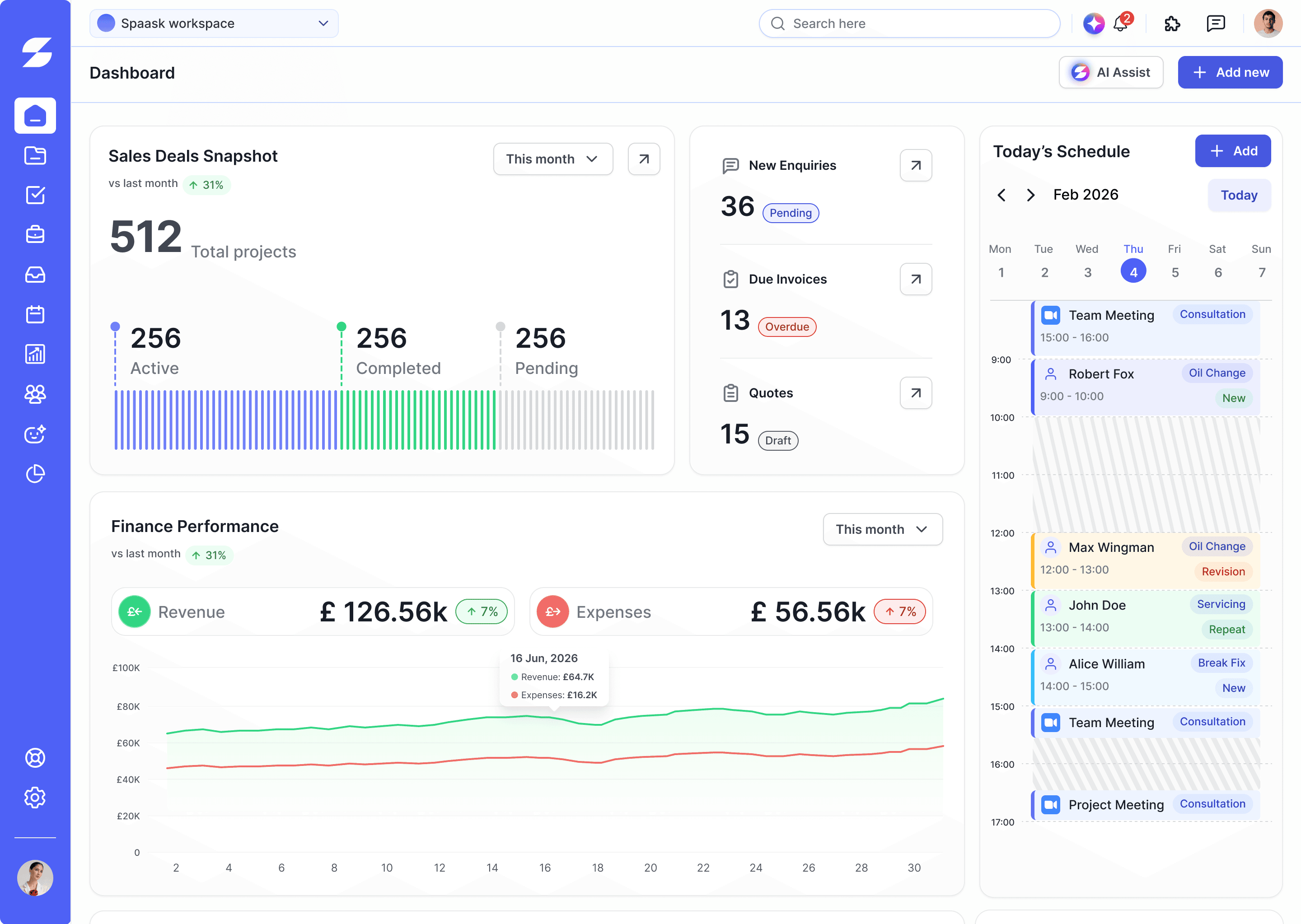 Spaask dashboard preview