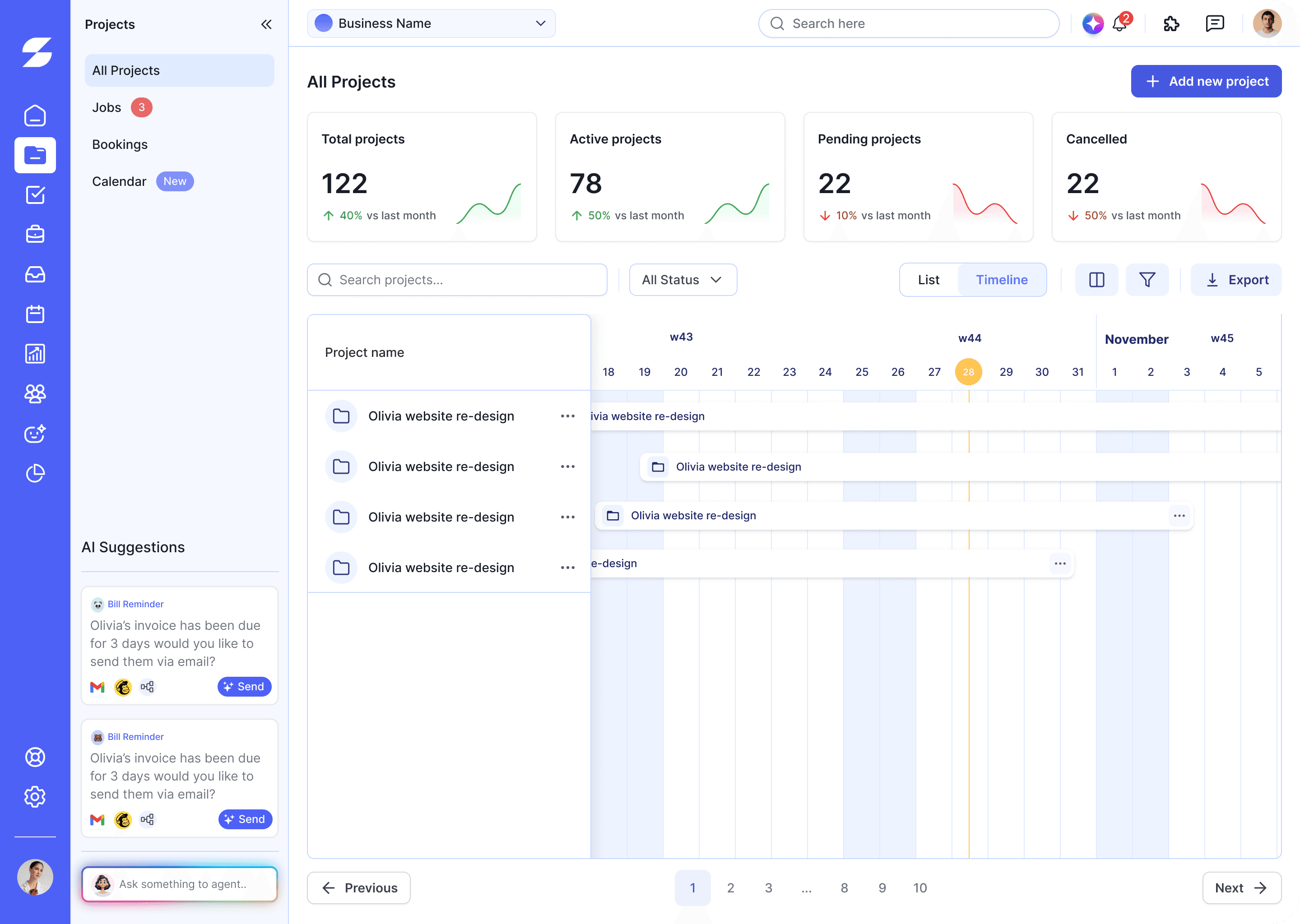 Project management dashboard